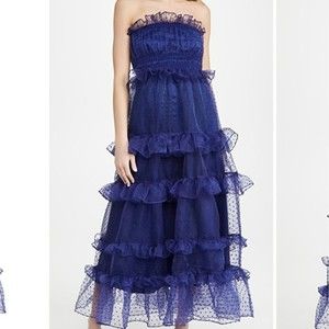 Cinq a Sept Lace Suki Midi/Maxi Dress in Blue Size 12